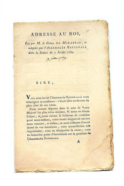 Adresse au roi, lue et adoptée par l'Assemblée Nationale dans …