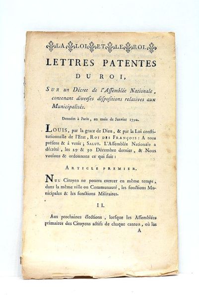 LETTRE PATENTE du roi, sur un décret de l'Assemblée Nationale, …