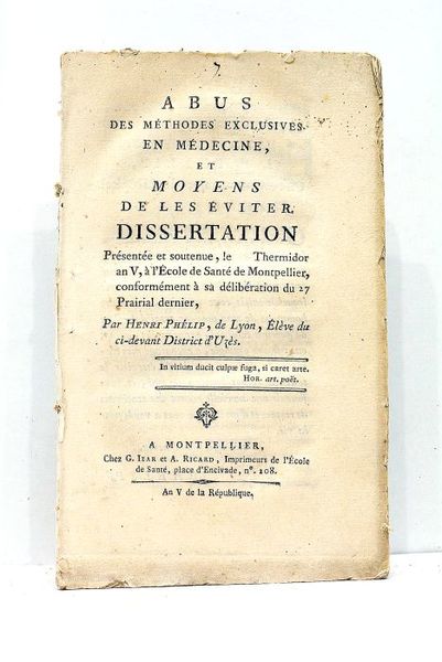 Abus des Méthodes exclusives en Médecine, et Moyens de les …