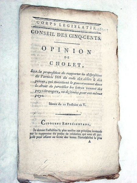 Opinion sur la proposition de rapporter la disposition de l'article …