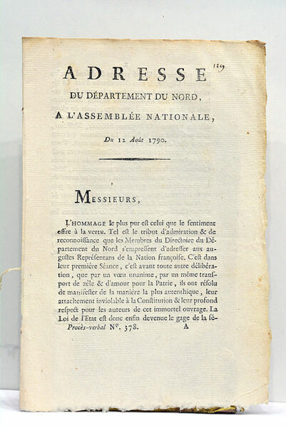 ADRESSE du département du Nord, à l'Assemblée nationale, du 12 …