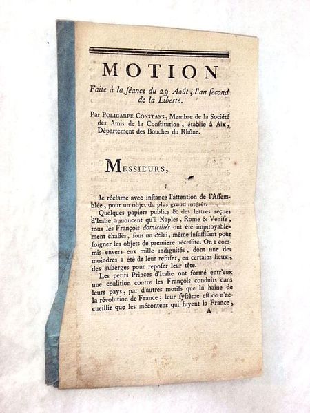 Motion faite à la séance du 29 août, l'an second …