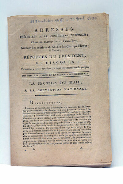 ADRESSES PRÉSENTÉES À LA CONVENTION NATIONALE DANS SA SÉANCE DI …