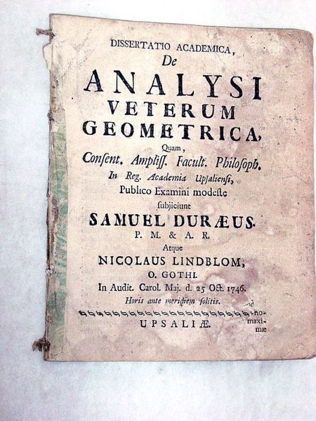 De analysi veterum geometrica.