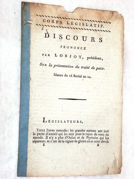 Discours sur la présentation du traité de paix.