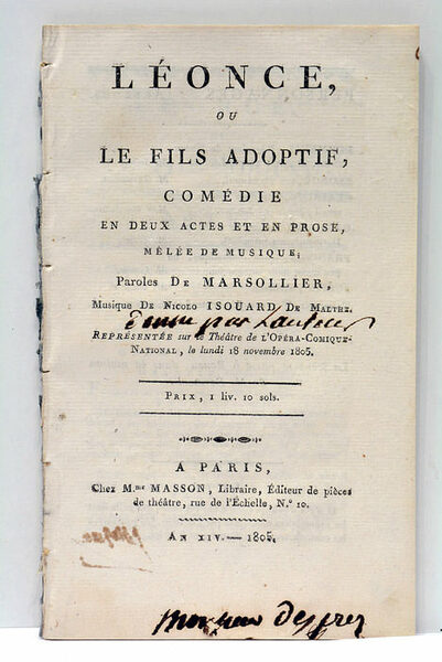 Léonce, ou le fils adoptif, comédie en deux actes et …