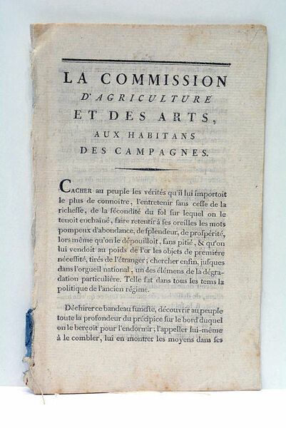 La Commission d'Agriculture et des Arts, aux habitans des Campagnes.