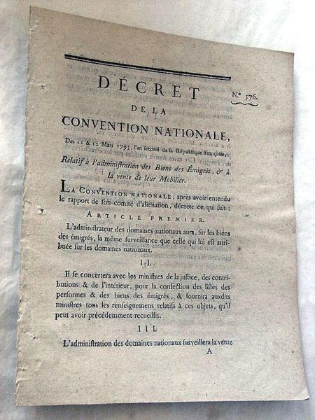 DÉCRET DE LA CONVENTION NATIONALE,des 11 et 12 mars 1793, …