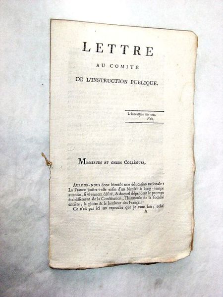 Lettre au comité de l'Instruction Publique.