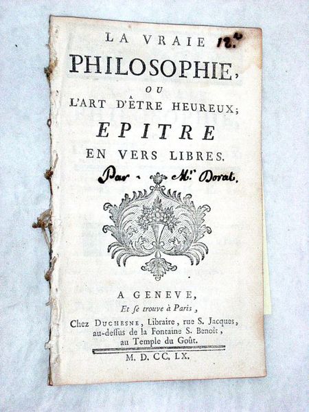 La vraie philosophie, ou l'art d'être heureux; épître en vers …