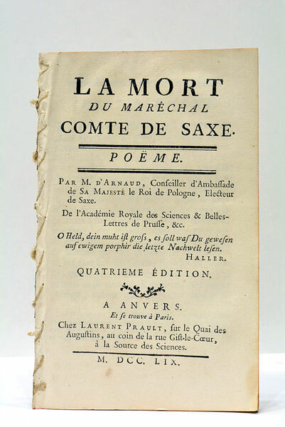 La mort du Maréchal comte de Saxe. Poëme. Quatrième édition.