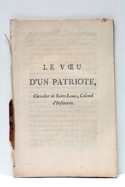 VOEU (Le) d'un patriote, chevalier de Saint-Louis, colonel d'infanterie.