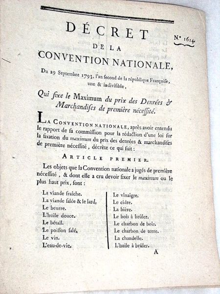 DÉCRET DE LA CONVENTION NATIONALE, du 29 septembre 1793, l'an …
