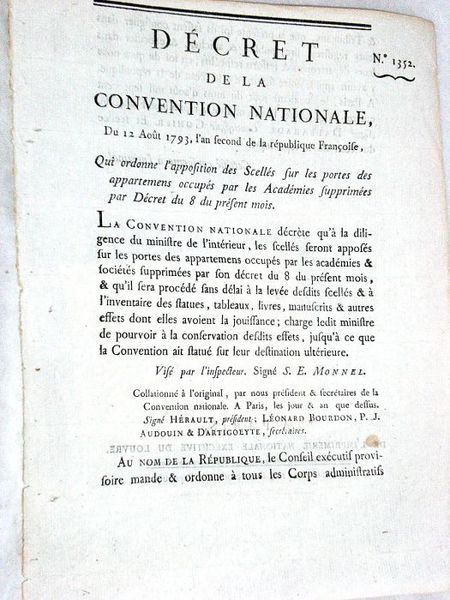 DÉCRET de la Convention Nationale, du 12 août 1793, l'an …