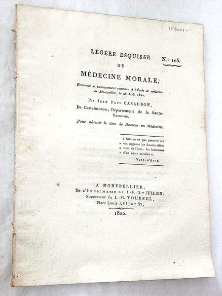 Légère esquisse de Médecine Morale .