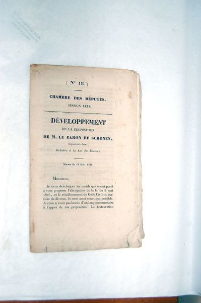 Développement de la proposition relative à la loi du divorce.