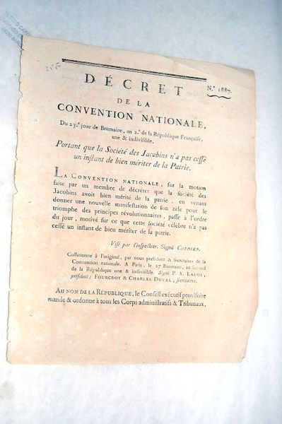 DÉCRET DE LA CONVENTION NATIONALE du 23e jour de Brumaire …