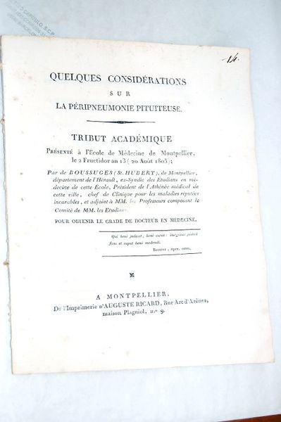 Quelques considérations sur la péripneumonie pituiteuse.