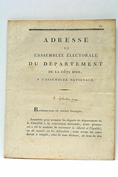 ADRESSE DE L'ASSEMBLÉE ÉLECTORALE DU DÉPARTEMENT DE LA CÔTE D'OR, …