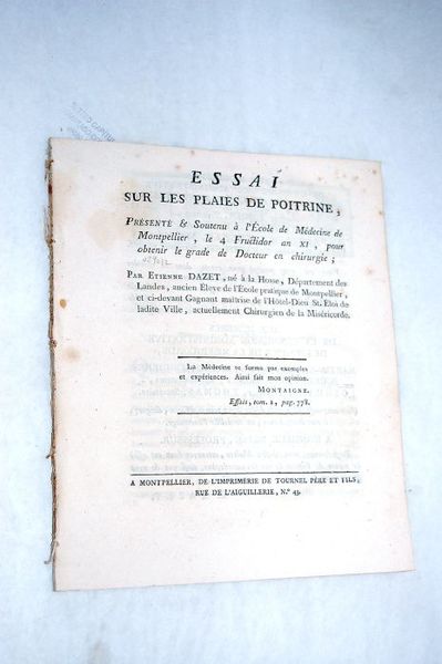 Essai sur les plaies de poitrine, présenté et soutenu à …