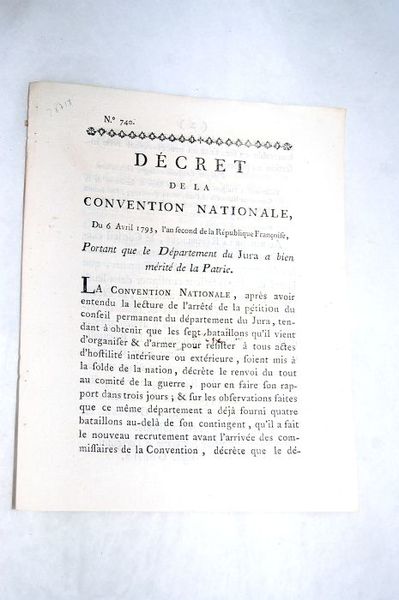 DÉCRET DE LA CONVENTION NATIONALE, du 6 avril 1793, l'an …