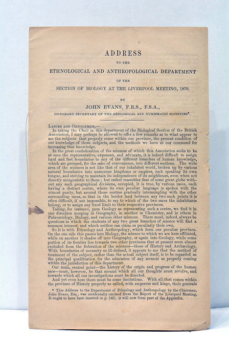 Adress to the Ethnological and Anthropological Department of the section …