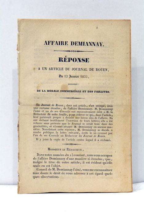 AFFAIRE DEMIANNAY. Réponse à un article du journal de Rouen, …