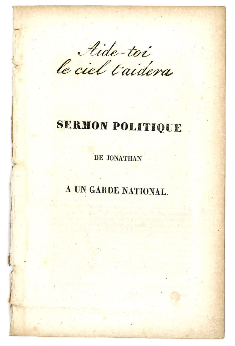 Aide-toi le ciel t'aidera. Sermon politique à un garde national.