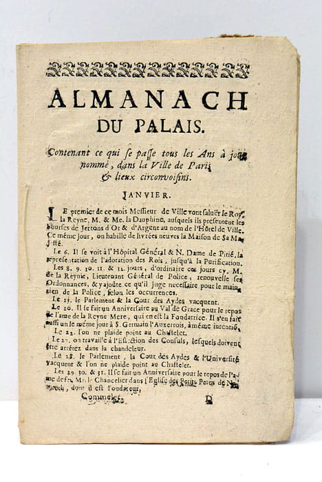 Almanach du Palais. Contenant ce qui se passe tous les …