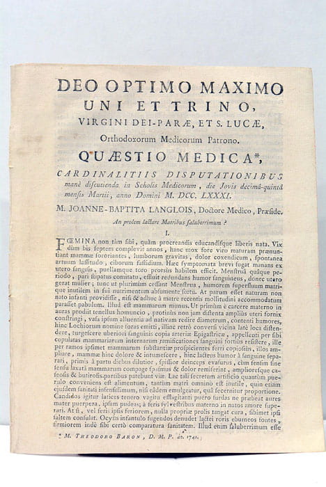 An prolem lactare Matribus saluberrimum?