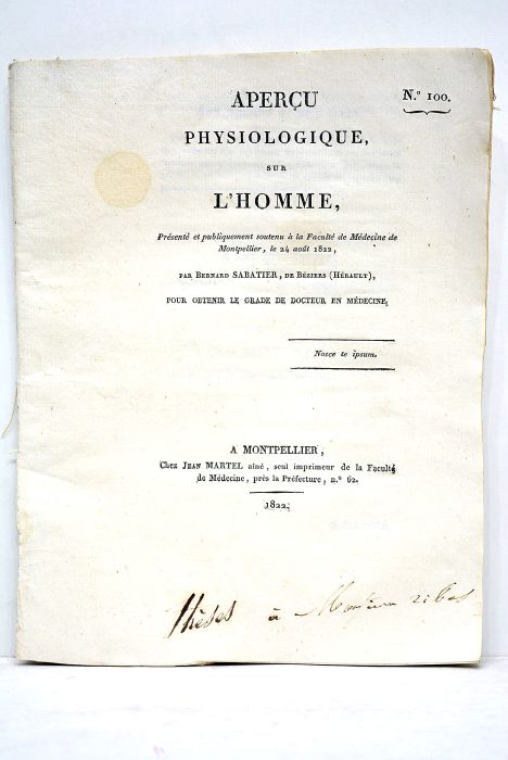 Aperçu physiologique sur l'homme, présenté et publiquement soutenu à la …