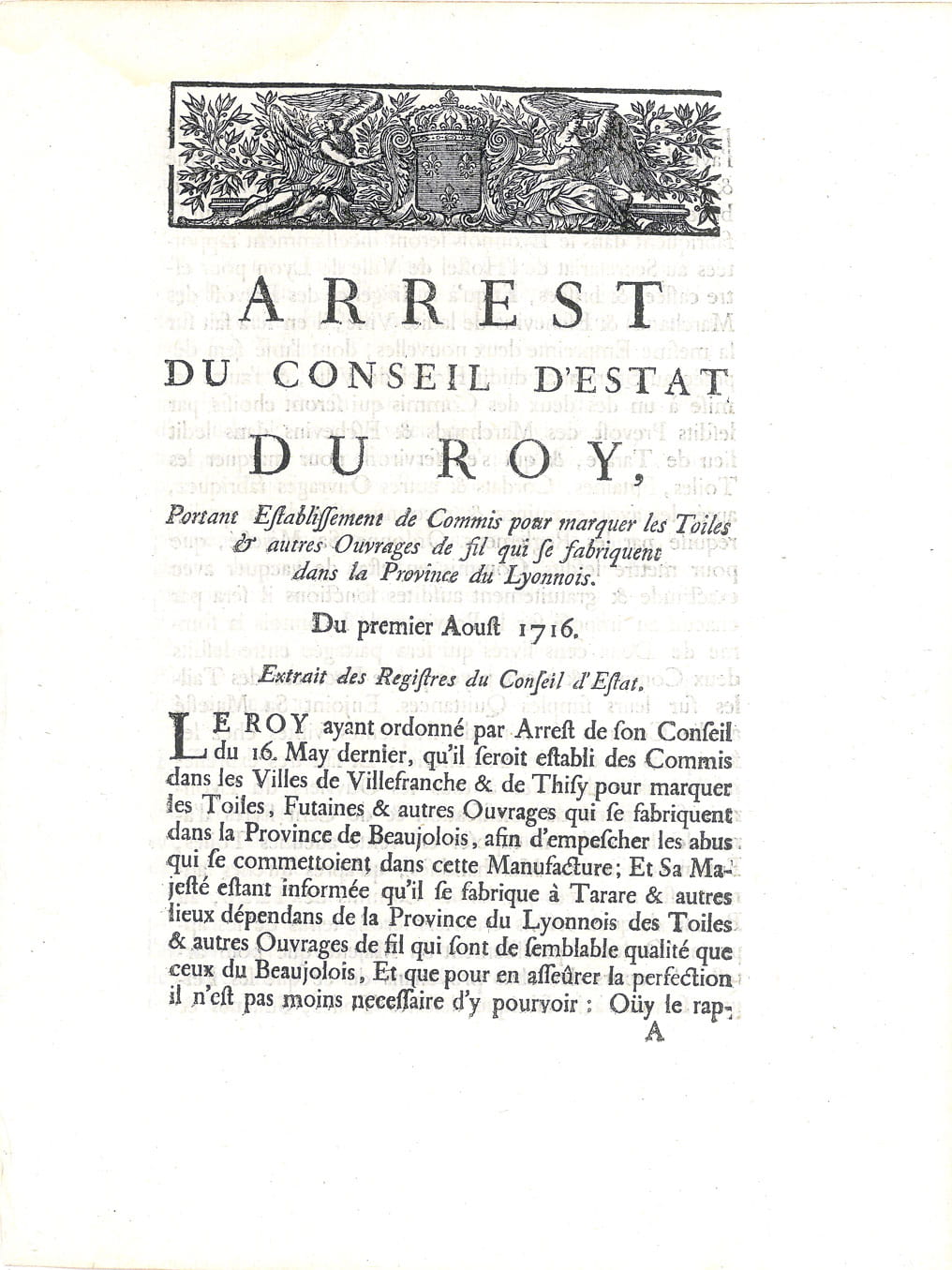 ARREST du Conseil d'Estat du Roy portant Establissement de Commis …