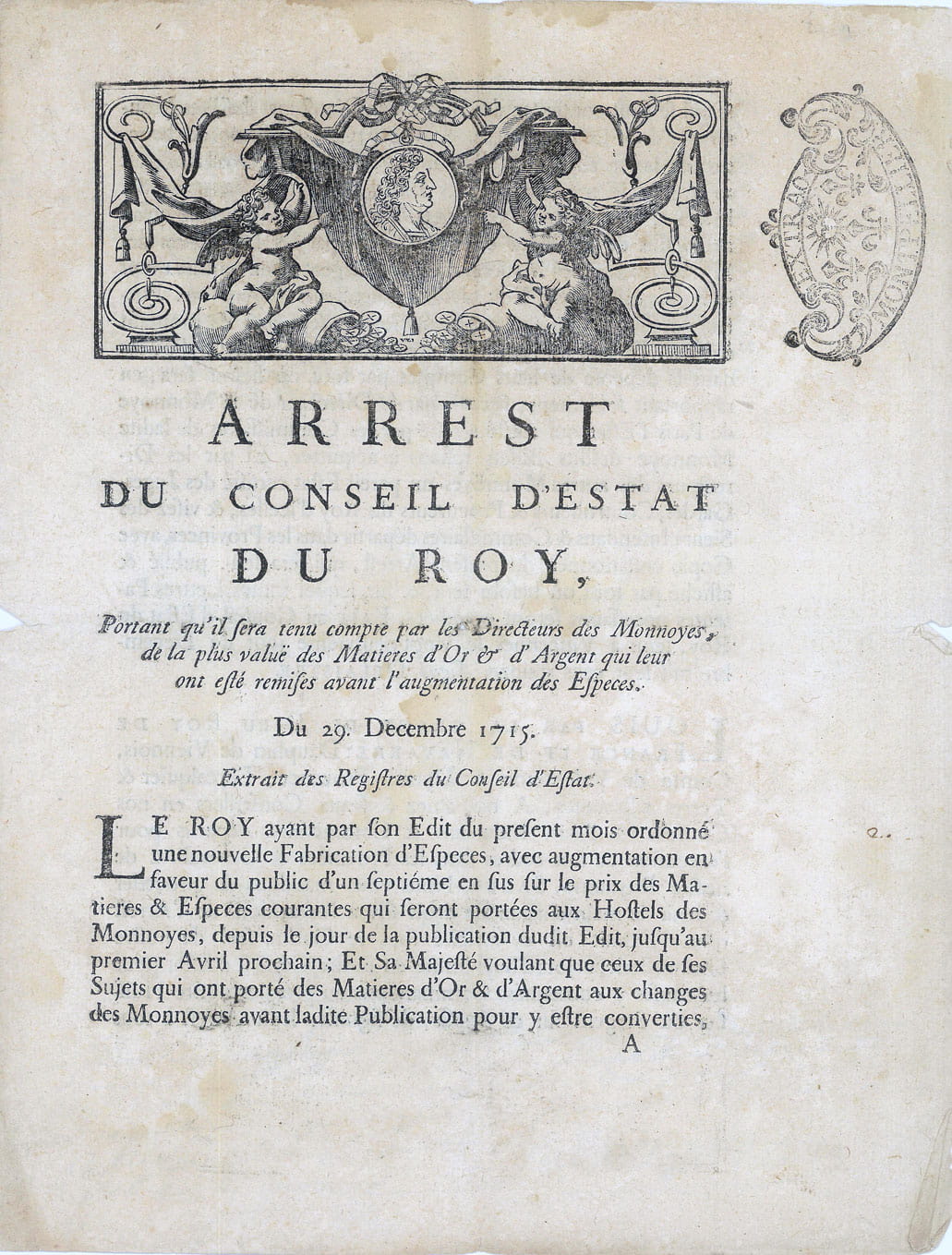 ARREST du Conseil d'Estat du Roy, portant qu'il sera tenu …