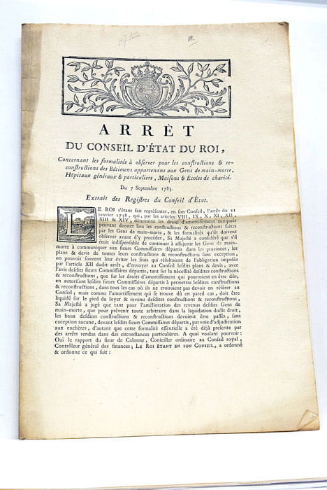 ARRET du Conseil d'Etat du Roi, concernant les Formalités à …