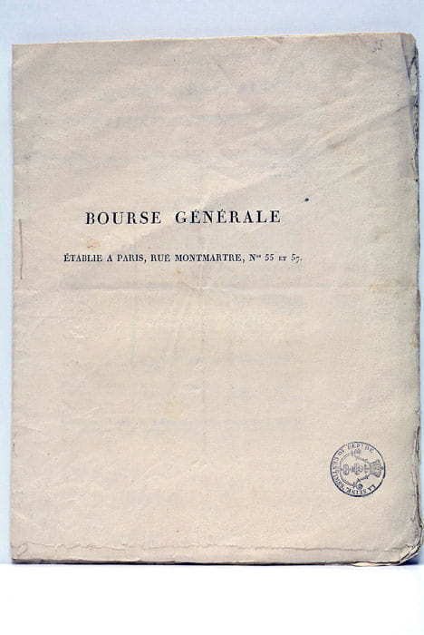 BOURSE générale établie à Paris, rue Montmartre, n. 55 et …