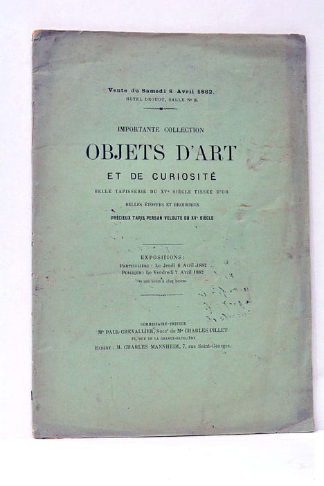 CATALOGUE d'une importante collection. Objets d'art et de curiosité. Belle …