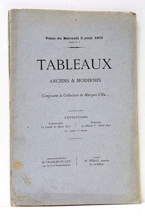 CATALOGUE de tableaux anciens et modernes.