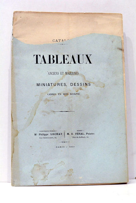 CATALOGUE de tableaux anciens et modernes, miniatures et dessins, cadres …