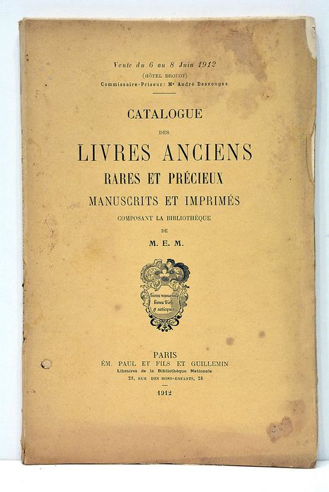 CATALOGUE DES LIVRES ANCIENS Rares et Précieux Manuscrits et Imprimés …