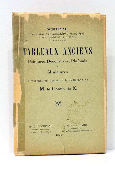 CATALOGUE des tableaux anciens, peintures décoratives, plafonds et miniatures.