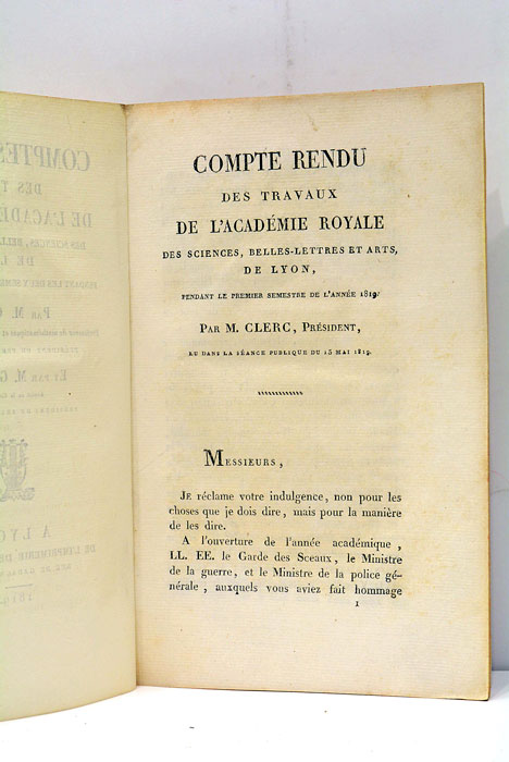 Comptes rendus des travaux de l'Académie Royale des Sciences, Belles-Lettres …