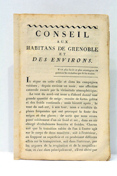 Conseil aux Habitans de Grenoble et des Environs.