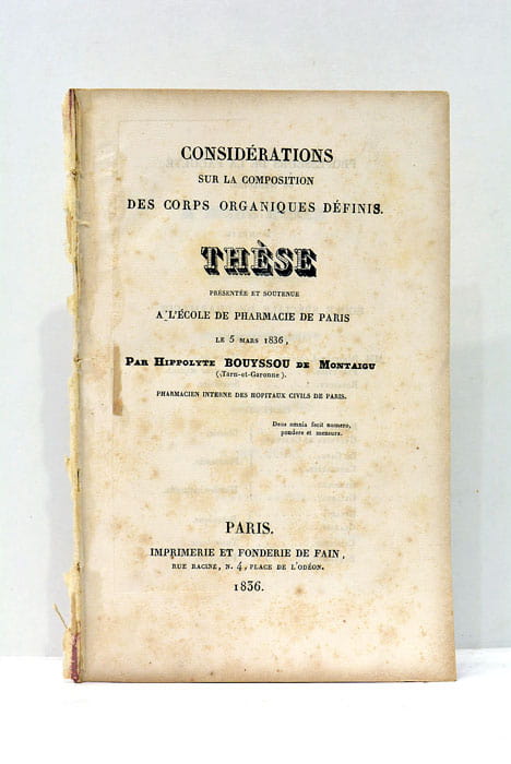 Considérations sur le Composition des Corps Organiques définis. Thèse présentée …