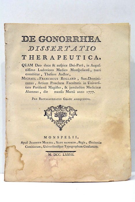 De Gonorrhea Dissertatio Thérapeutica.