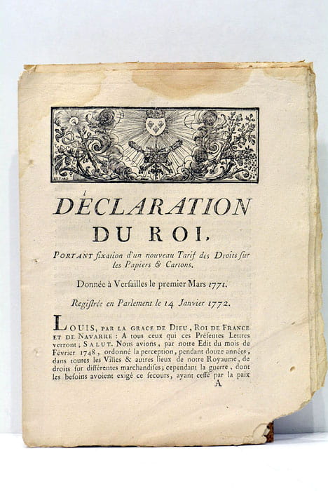 DECLARATION Du Roi portant fixation d'un nouveau Tarif des Droits …
