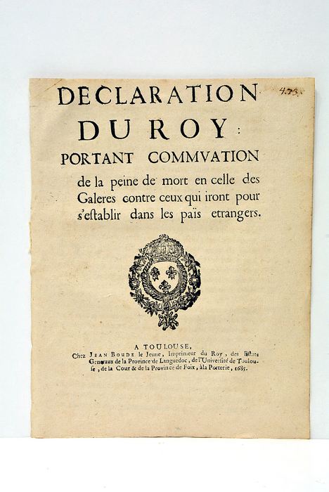 DECLARATION DU ROY portant commvation de la peine de mort …