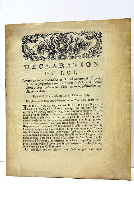 DECLARATION du Roy portant fixation de la Valeur de l'Or …