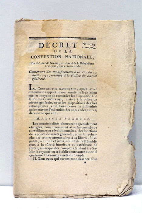 DÉCRET DE LA CONVENTION NATIONALE, du 18.e jour de Nivôse, …