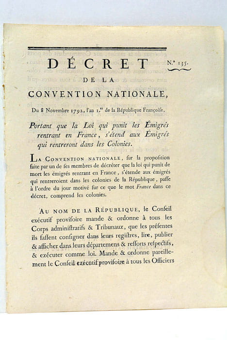DÉCRET de la Convention Nationale Du 8 Novembre 1792, l'an …