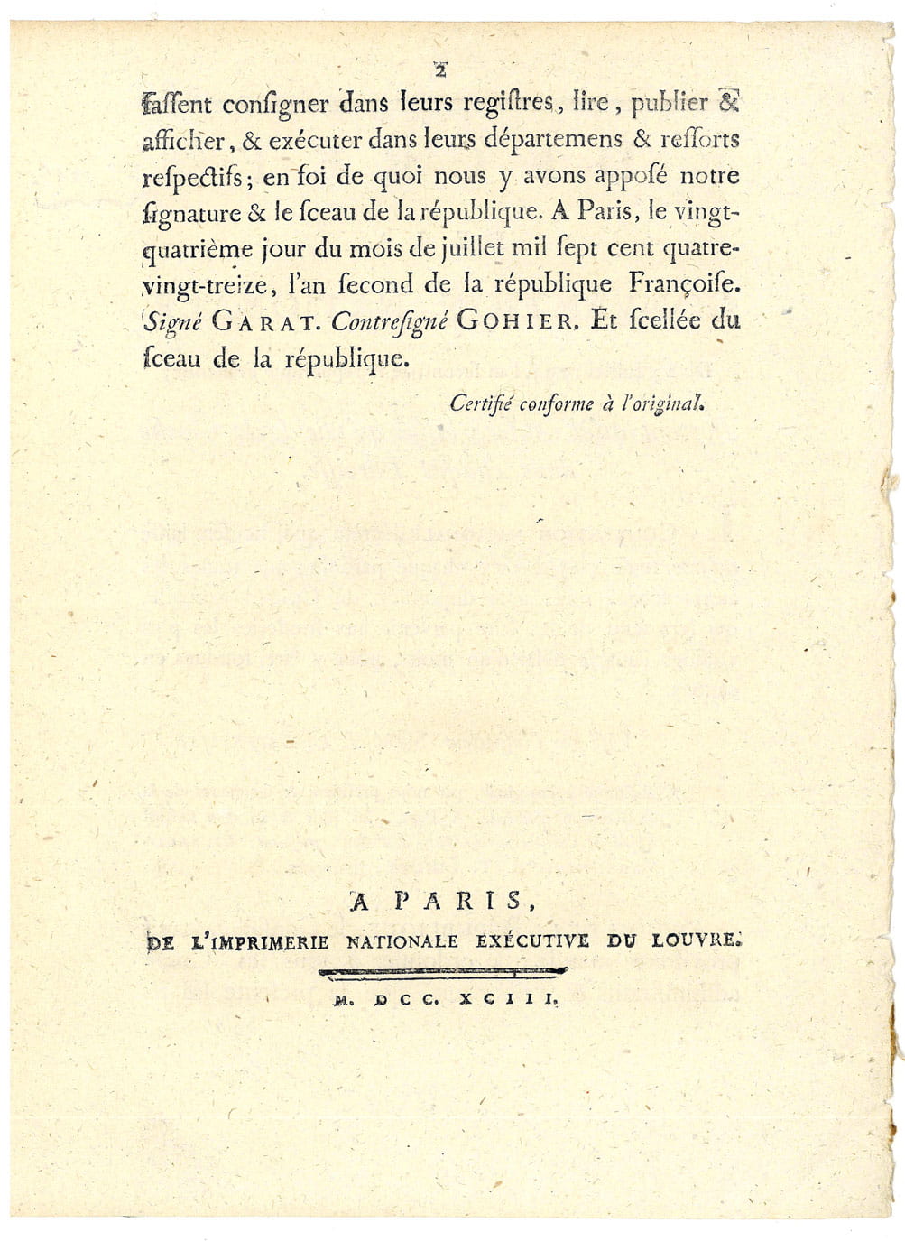 DÉCRET DE LA CONVENTION NATIONALE, Portant qu'il ne sera laissé …
